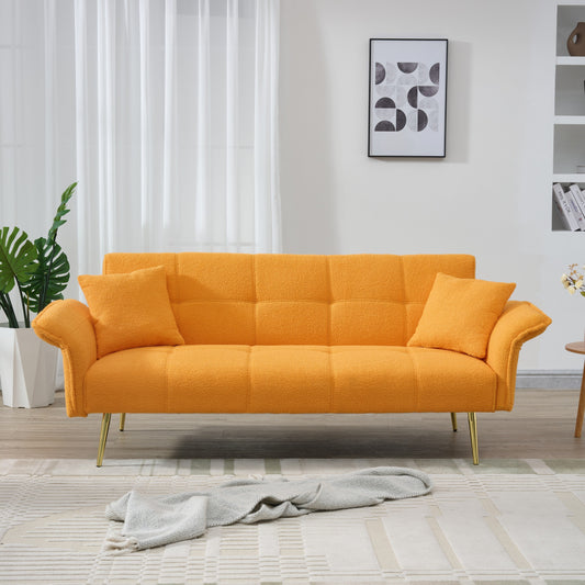 Canapé-lit en polaire Teddy de 70 pouces, canapé-lit futon convertible avec accoudoirs et dossier réglables
