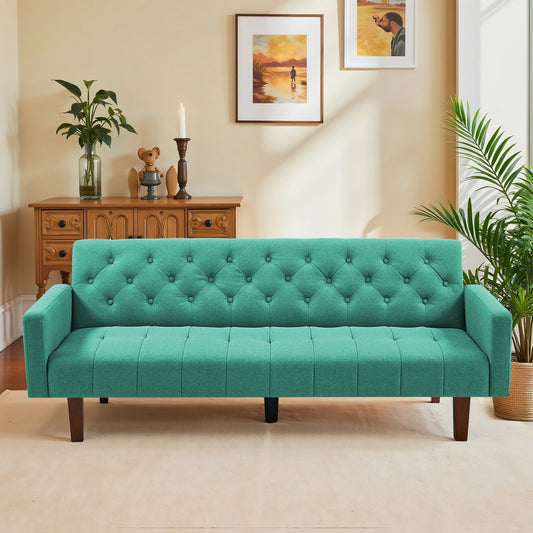 Canapé-lit futon convertible en lin pour une personne de 74,41 po avec dossier réglable – 74,41 x 32,68 x 28,94 po