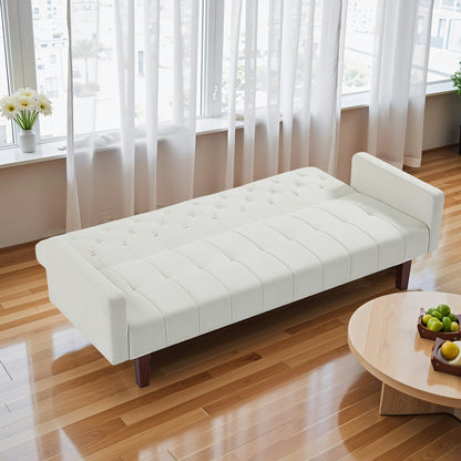Canapé-lit futon convertible en lin pour une personne de 74,41 po avec dossier réglable – 74,41 x 32,68 x 28,94 po