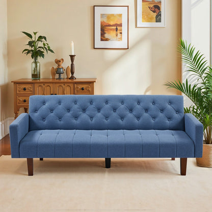 Canapé-lit futon convertible en lin pour une personne de 74,41 po avec dossier réglable – 74,41 x 32,68 x 28,94 po