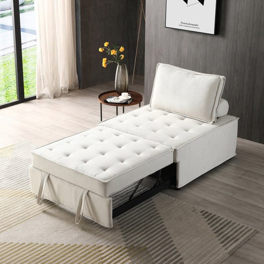 Canapé-lit ottoman beige avec dossier réglable
