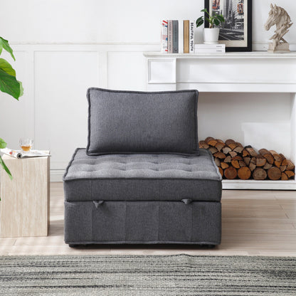 Canapé-lit gigogne ottoman gris foncé avec dossier réglable