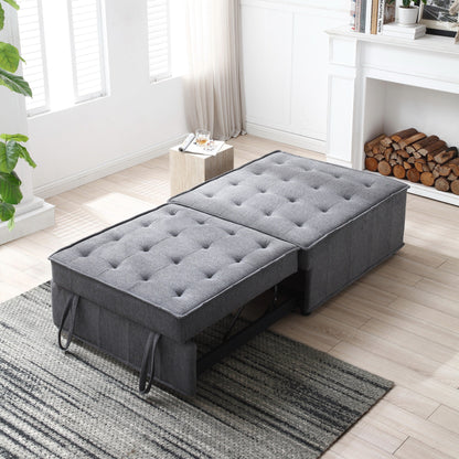 Canapé-lit gigogne ottoman gris foncé avec dossier réglable