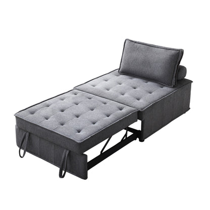 Canapé-lit gigogne ottoman gris foncé avec dossier réglable