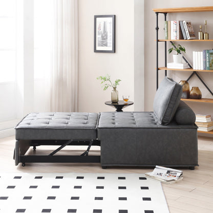 Canapé-lit gigogne ottoman en similicuir avec dossier réglable