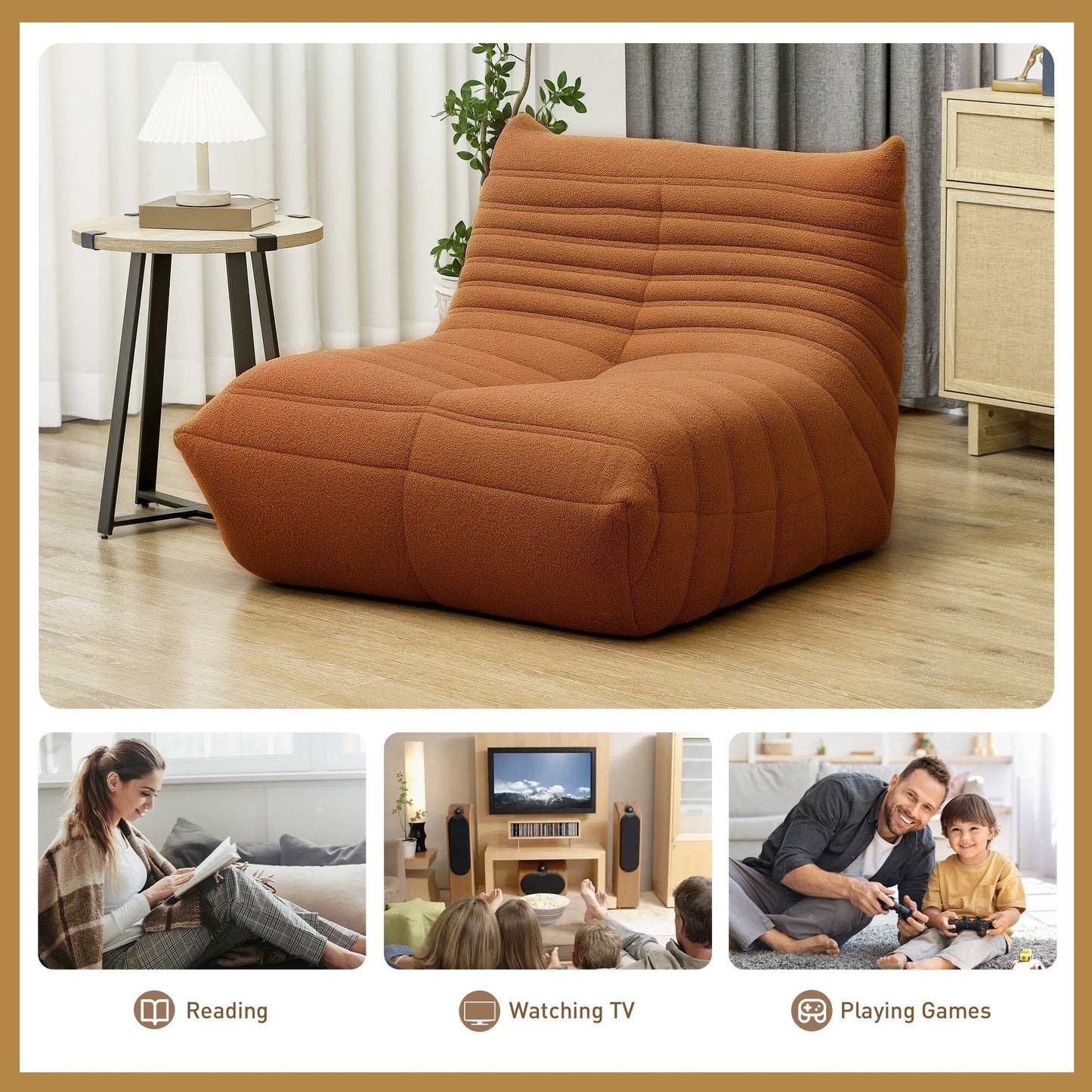 Pouf HOMCOM pour adultes, fauteuil géant au coin du feu, canapé paresseux, pouf avec mousse haute densité confortable