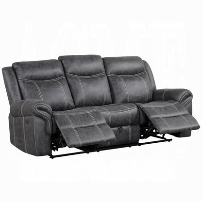 Canapé inclinable électrique Hesy avec table rabattable, gris foncé, 85 pouces