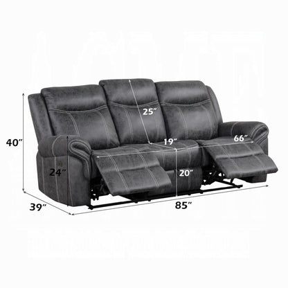 Canapé inclinable électrique Hesy avec table rabattable, gris foncé, 85 pouces