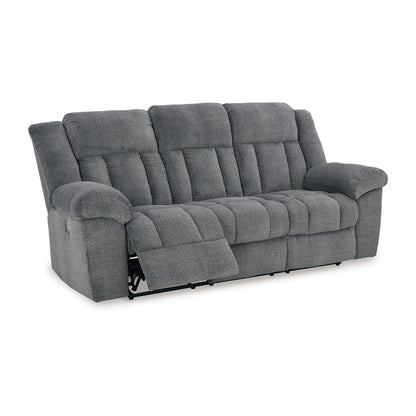 Canapé inclinable électrique Kendy, appui-tête réglable, polyester gris, 230 cm