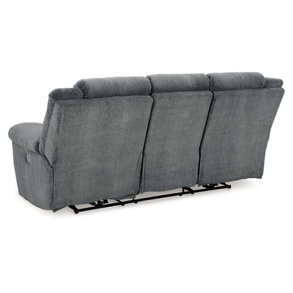 Canapé inclinable électrique Kendy, appui-tête réglable, polyester gris, 230 cm
