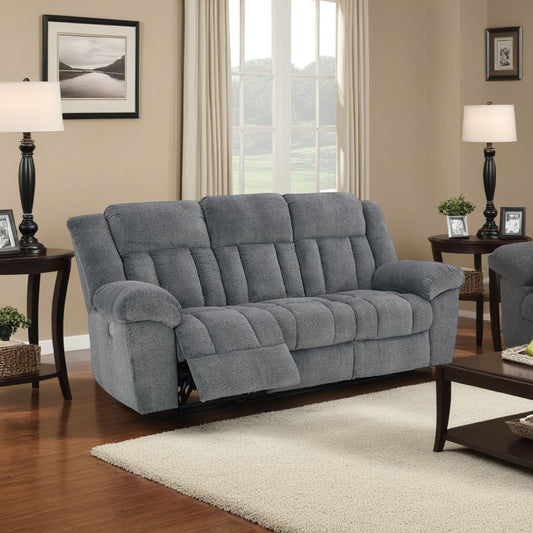 Canapé inclinable électrique Kendy, appui-tête réglable, polyester gris, 230 cm