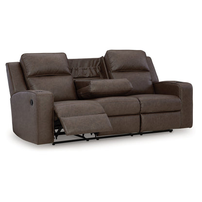 Canapé inclinable manuel Livie, USB, table 87 pouces, similicuir marron gris