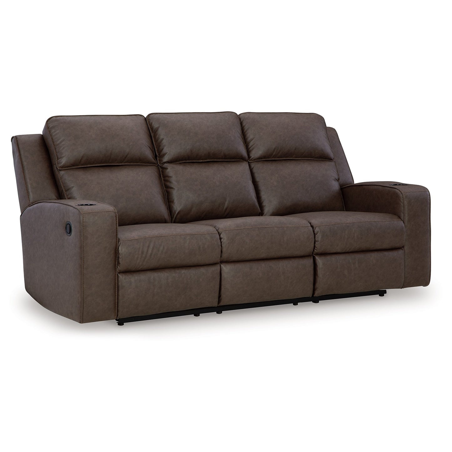 Canapé inclinable manuel Livie, USB, table 87 pouces, similicuir marron gris