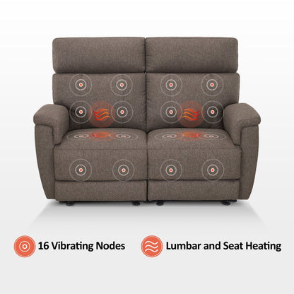 Canapé inclinable électrique MCombo 60.2 avec massage et double chauffage, appui-tête réglable, ports USB et Type-C, tissu