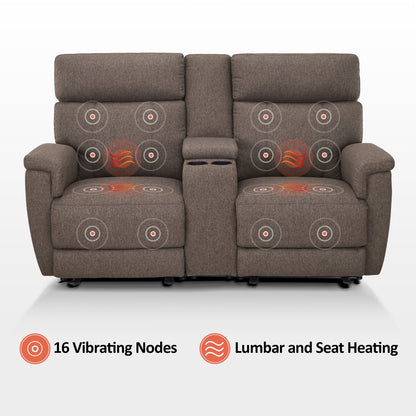 Canapé inclinable électrique MCombo 60.2 avec massage et double chauffage, appui-tête réglable, ports USB et Type-C, tissu