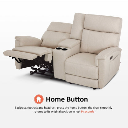 Canapé inclinable électrique MCombo 60.2 avec massage et double chauffage, appui-tête réglable, ports USB et Type-C, tissu