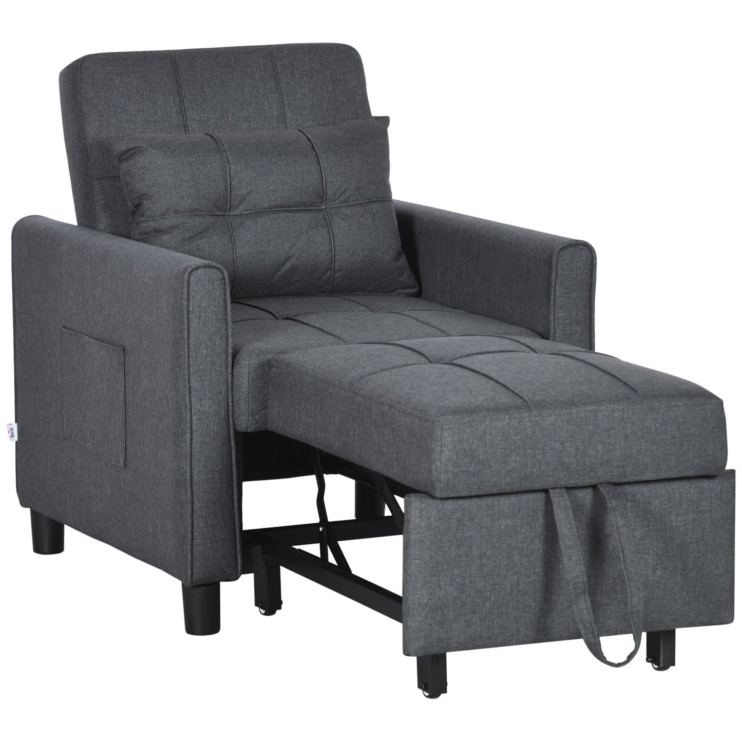 Canapé-lit convertible simple 3 en 1 en polyester moderne de 27,3 pouces avec dossier réglable et oreiller pour le salon