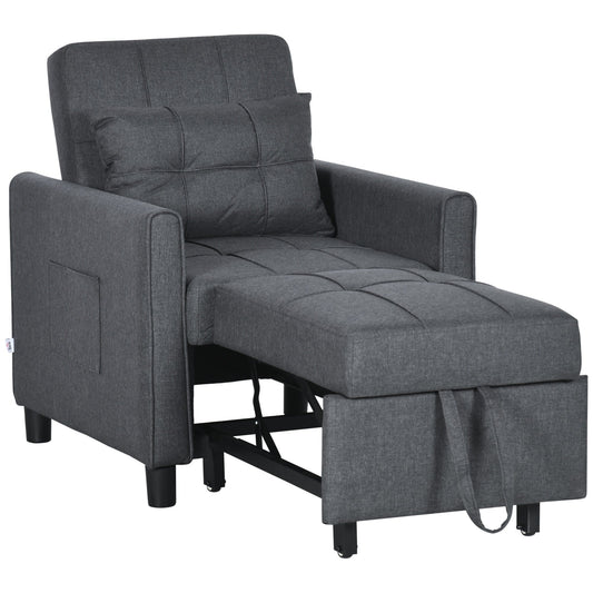 Canapé-lit convertible simple 3 en 1 en polyester moderne de 27,3 pouces avec dossier réglable et oreiller pour le salon