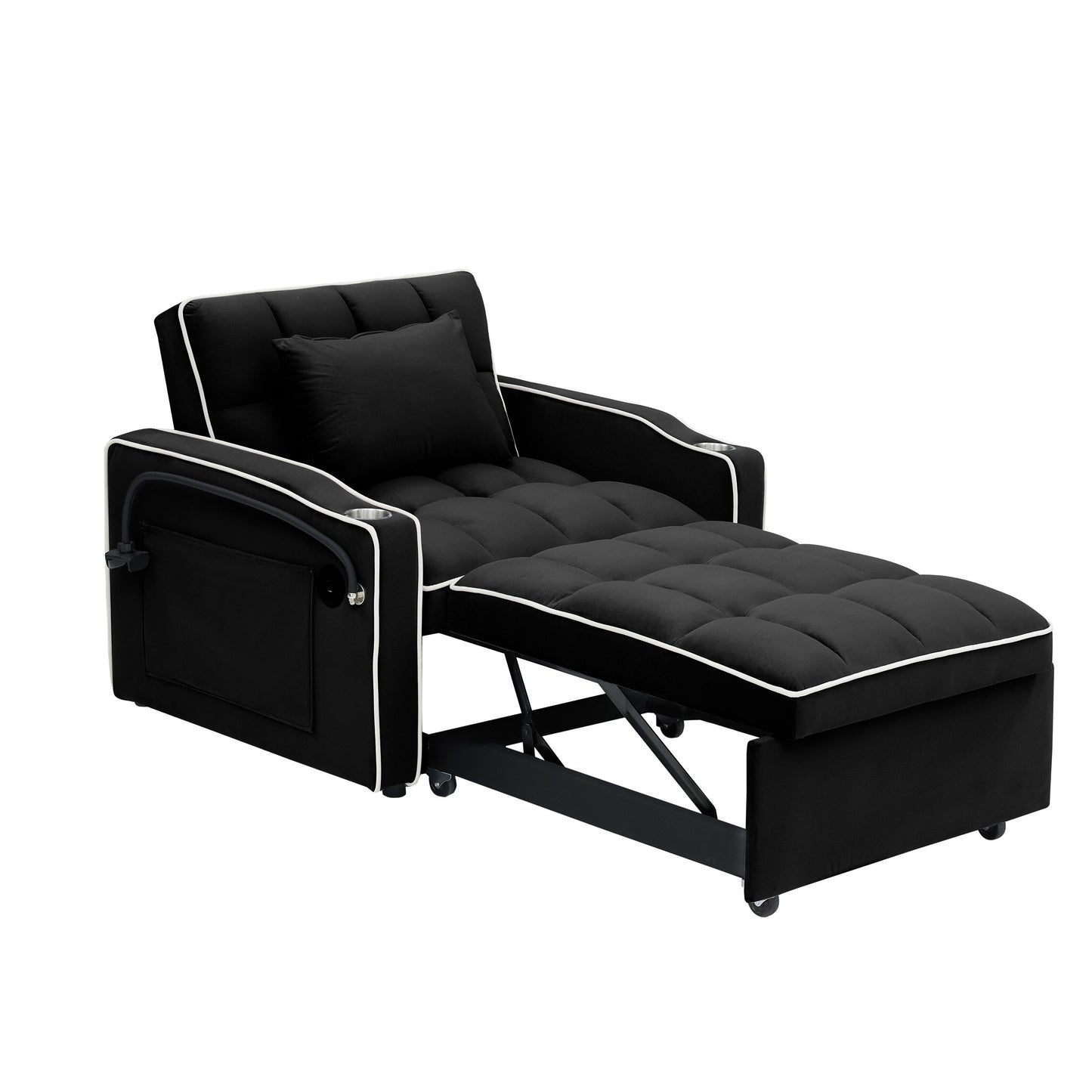 Canapé-lit convertible 3 en 1 moderne 70.86 avec dossier réglable et port de chargement USB pour le salon
