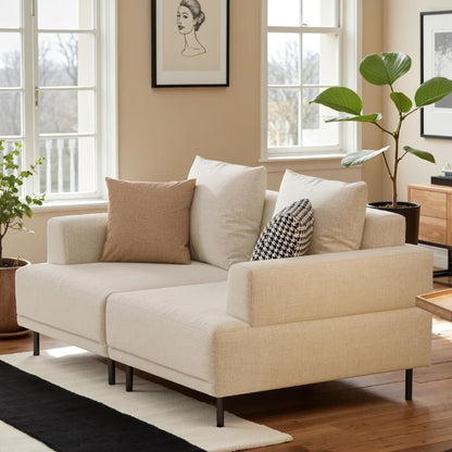 Canapé moderne à assise profonde avec coussins, pieds hauts, canapé de salon confortable, canapé d'appartement