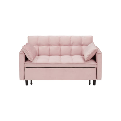Canapé-lit gigogne en velours rose avec dossier réglable