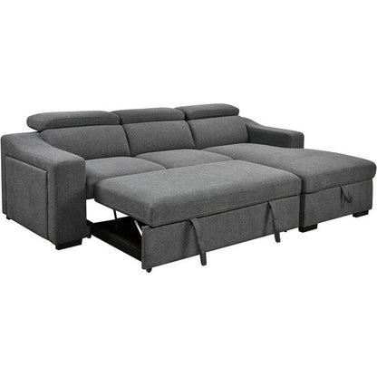 Canapé d'angle convertible Roomfitters 103 avec méridienne de rangement, appuie-têtes réglables, canapé-lit en L, gris foncé