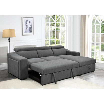 Canapé d'angle convertible Roomfitters 103 avec méridienne de rangement, appuie-têtes réglables, canapé-lit en L, gris foncé