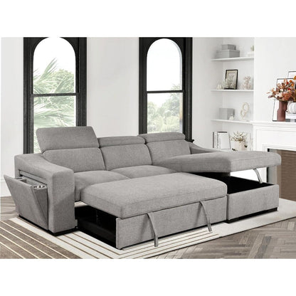 Canapé d'angle convertible Roomfitters 103 avec méridienne de rangement, appuie-têtes réglables et canapé-lit en L