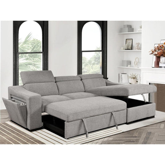 Canapé d'angle convertible Roomfitters 103 avec méridienne de rangement, appuie-têtes réglables et canapé-lit en L