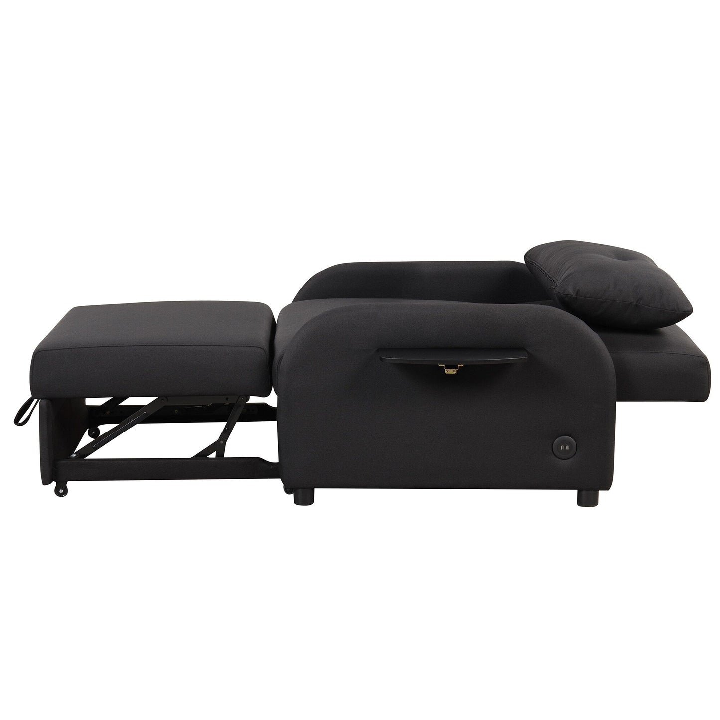 Canapé-lit gigogne 3-en-1 Roomfitters avec tables à oreilles, chargement USB et tissu adapté à la sieste pour le salon