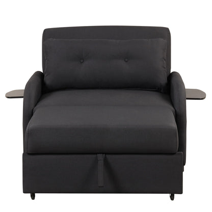 Canapé-lit gigogne 3-en-1 Roomfitters avec tables à oreilles, chargement USB et tissu adapté à la sieste pour le salon