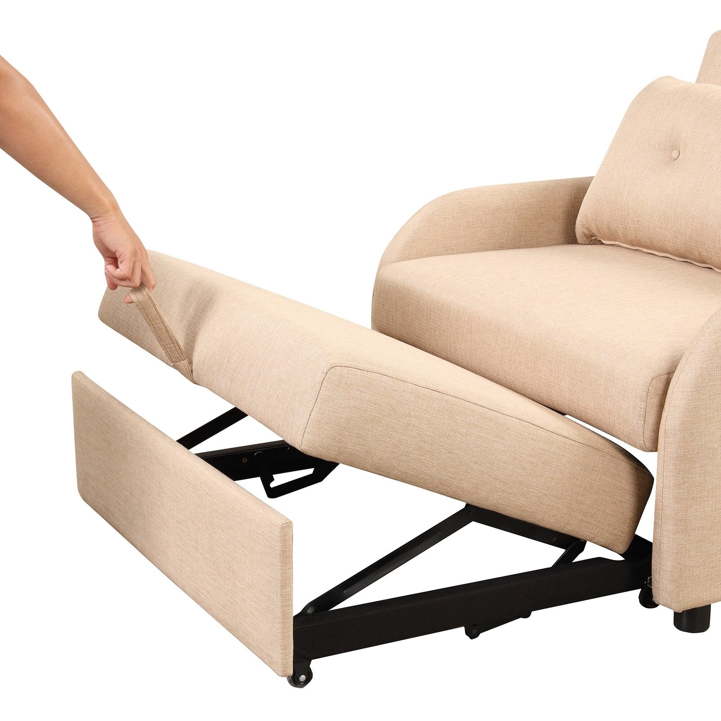 Canapé-lit gigogne 3-en-1 Roomfitters avec tables à oreilles, chargement USB et tissu adapté à la sieste pour le salon