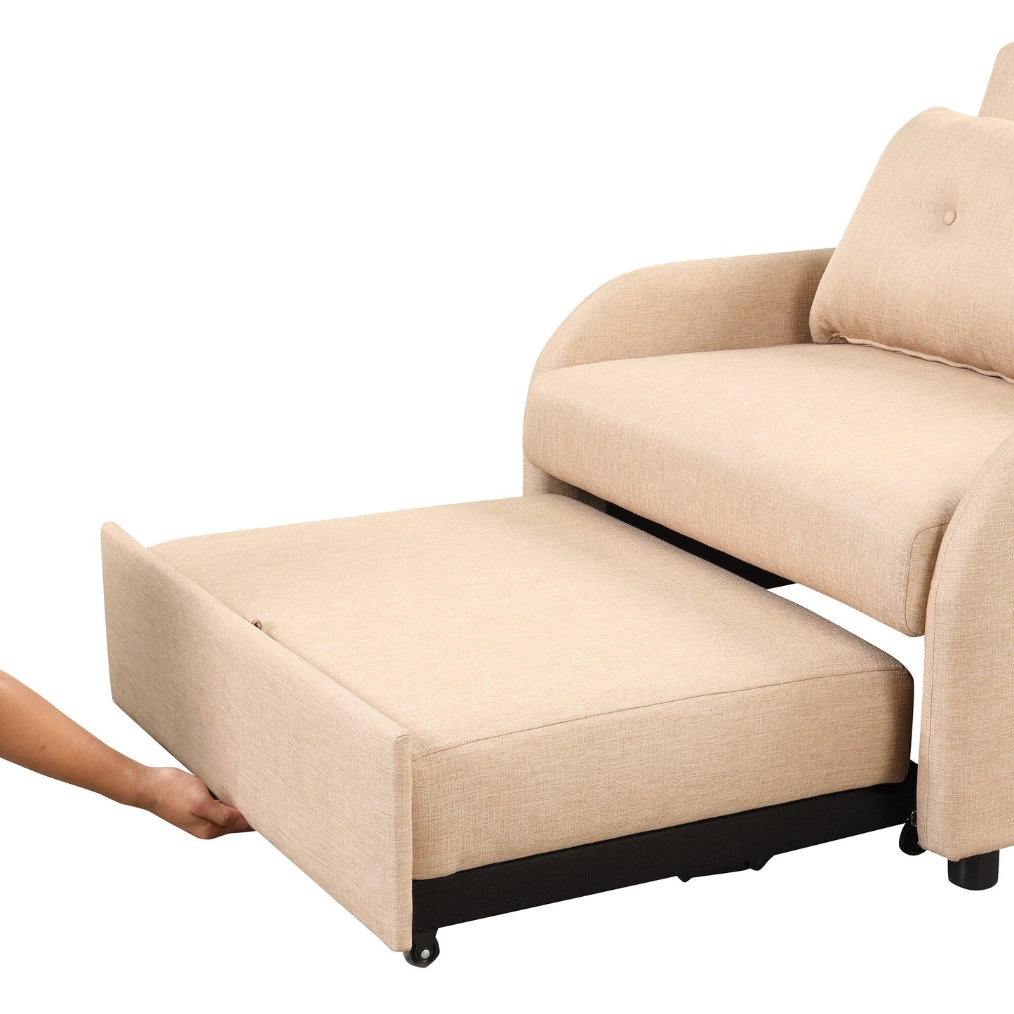 Canapé-lit gigogne 3-en-1 Roomfitters avec tables à oreilles, chargement USB et tissu adapté à la sieste pour le salon
