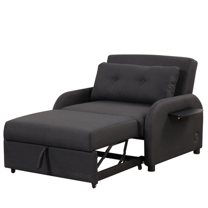 Canapé-lit gigogne 3-en-1 Roomfitters avec tables à oreilles, chargement USB et tissu adapté à la sieste pour le salon