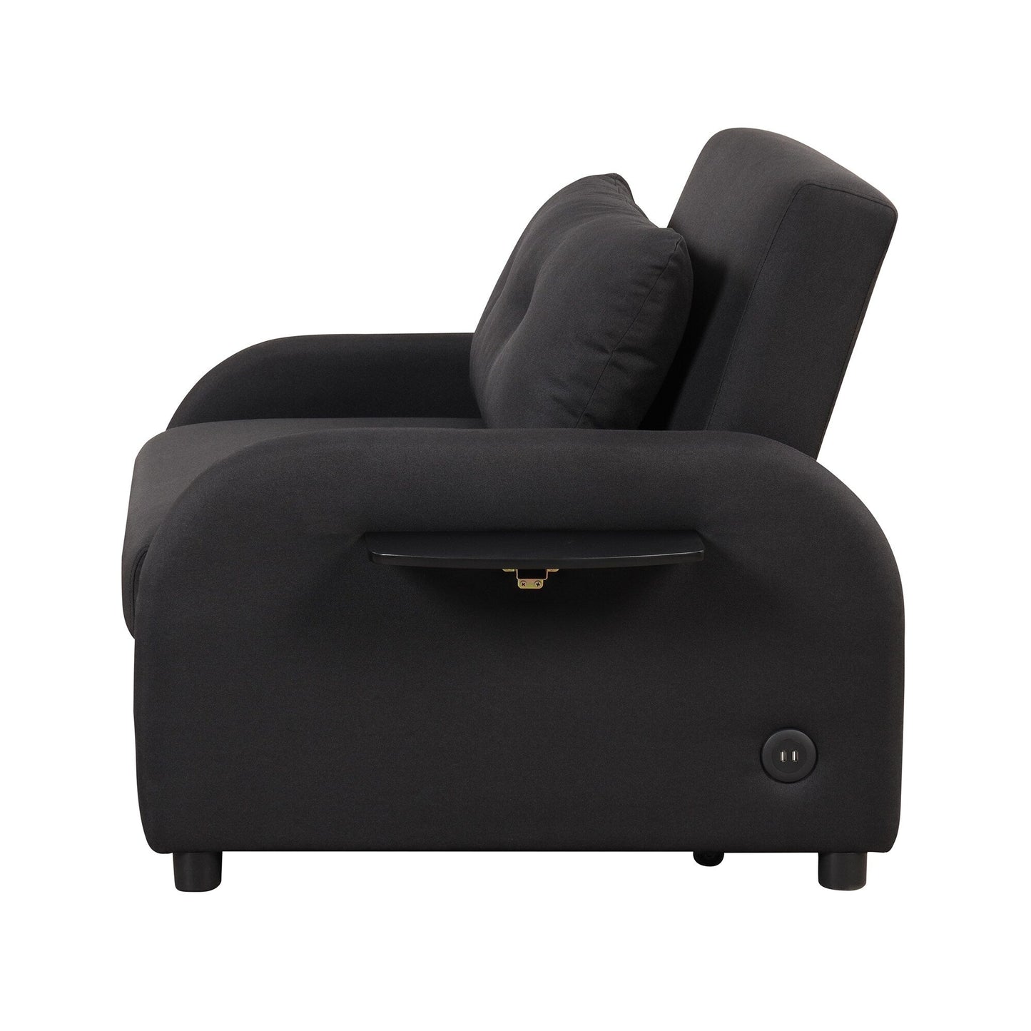 Canapé-lit gigogne 3-en-1 Roomfitters avec tables à oreilles, chargement USB et tissu adapté à la sieste pour le salon