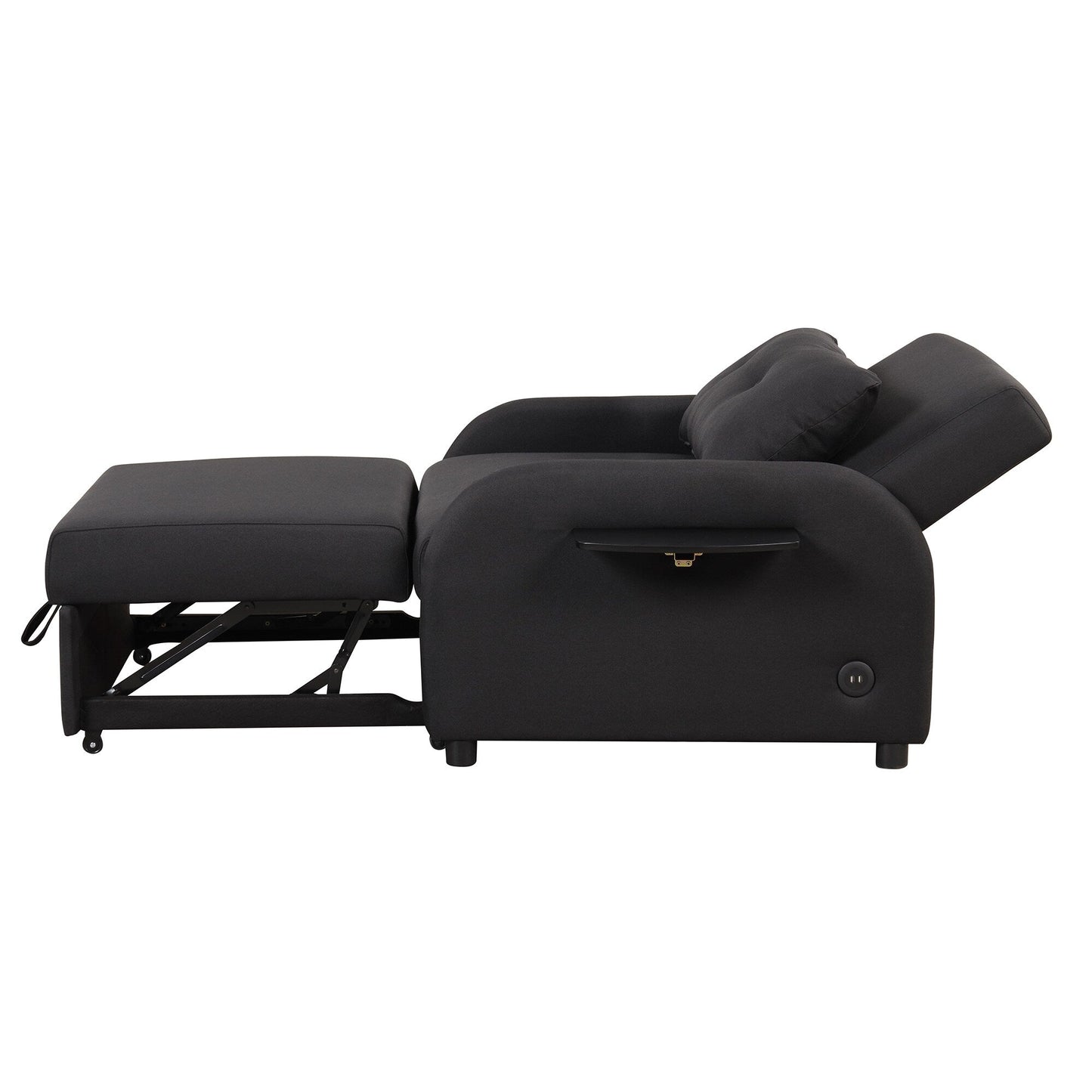 Canapé-lit gigogne 3-en-1 Roomfitters avec tables à oreilles, chargement USB et tissu adapté à la sieste pour le salon