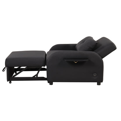 Canapé-lit gigogne 3-en-1 Roomfitters avec tables à oreilles, chargement USB et tissu adapté à la sieste pour le salon