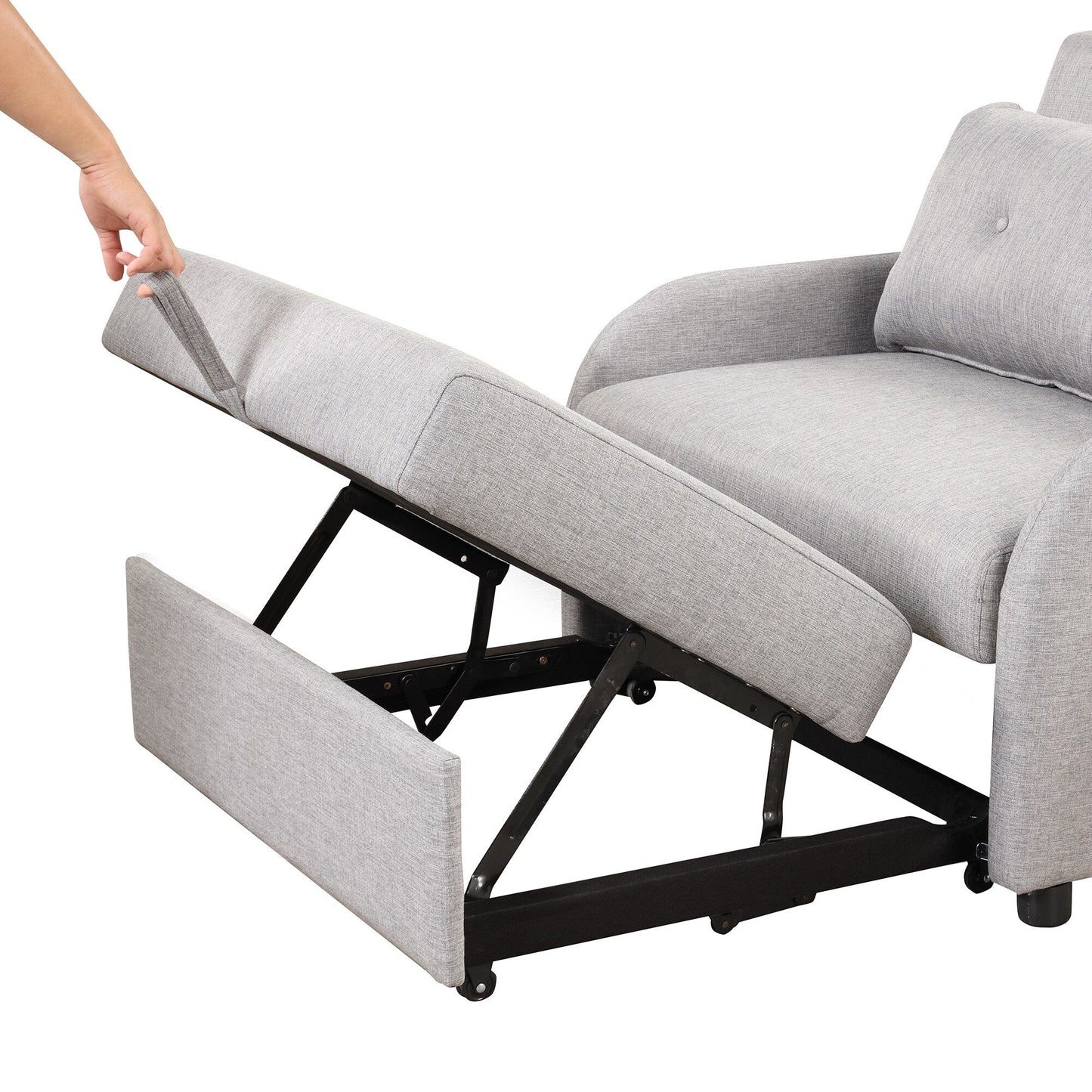 Canapé-lit gigogne 3-en-1 Roomfitters avec tables à oreilles, chargement USB et tissu adapté à la sieste pour le salon