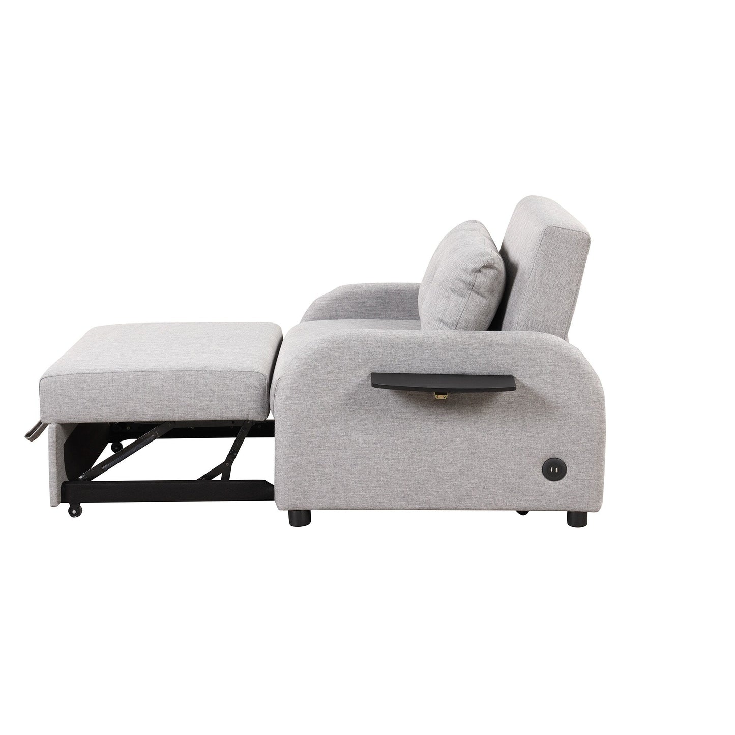 Canapé-lit gigogne 3-en-1 Roomfitters avec tables à oreilles, chargement USB et tissu adapté à la sieste pour le salon