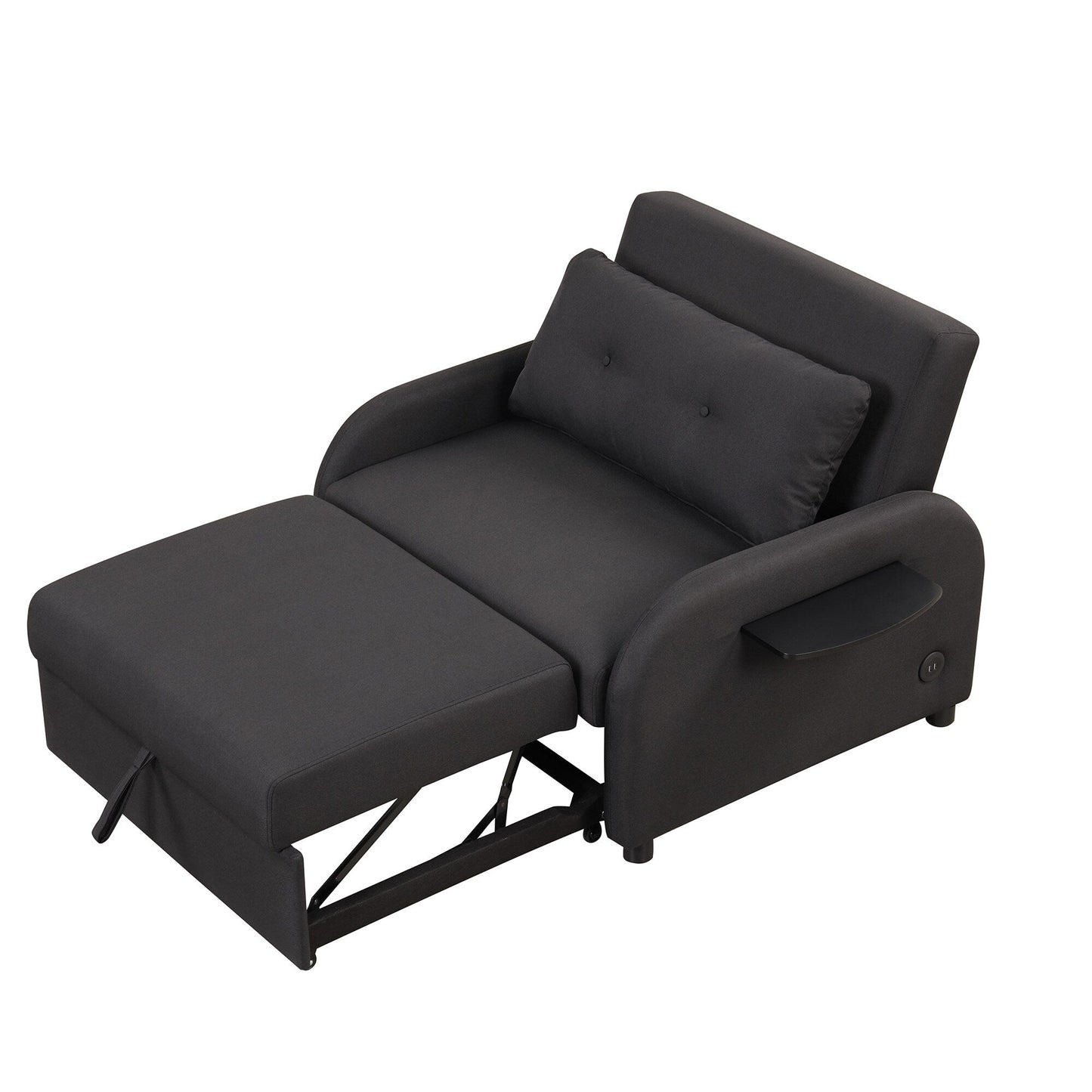 Canapé-lit gigogne 3-en-1 Roomfitters avec tables à oreilles, chargement USB et tissu adapté à la sieste pour le salon