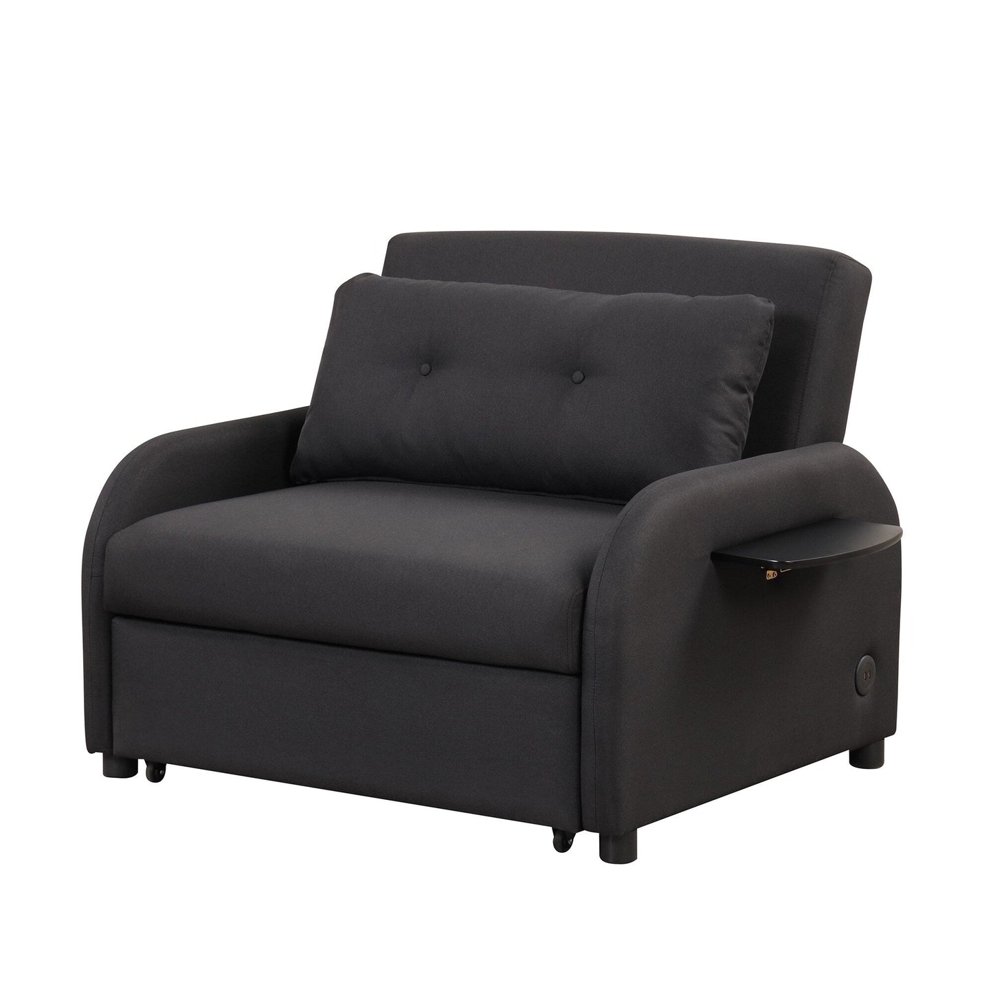 Canapé-lit gigogne 3-en-1 Roomfitters avec tables à oreilles, chargement USB et tissu adapté à la sieste pour le salon