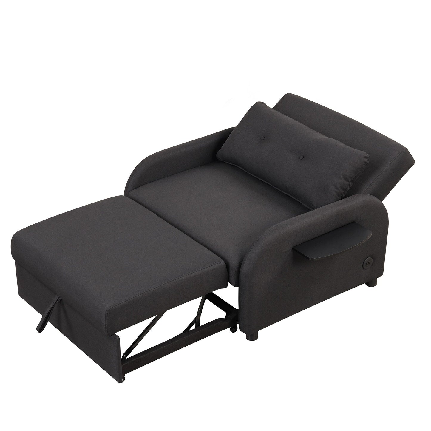 Canapé-lit gigogne 3-en-1 Roomfitters avec tables à oreilles, chargement USB et tissu adapté à la sieste pour le salon