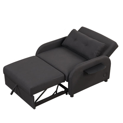 Canapé-lit gigogne 3-en-1 Roomfitters avec tables à oreilles, chargement USB et tissu adapté à la sieste pour le salon