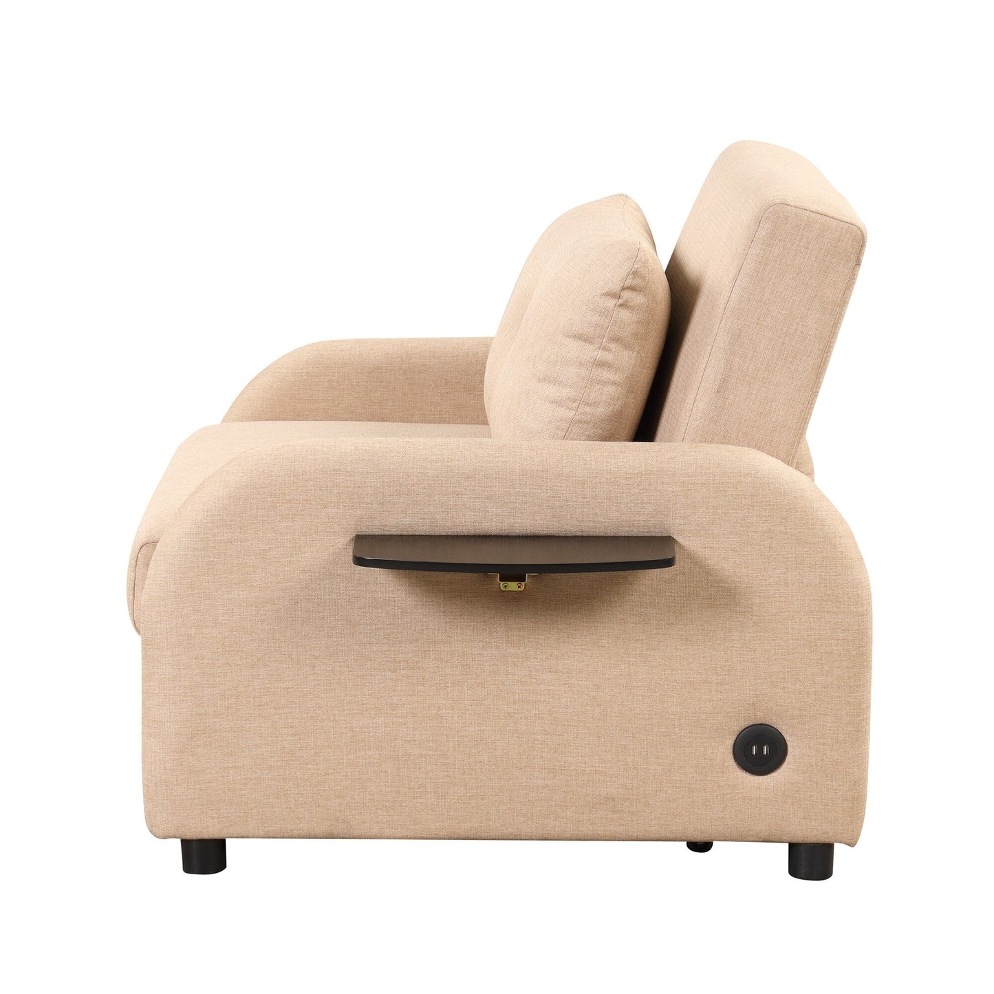 Canapé-lit gigogne 3-en-1 Roomfitters avec tables à oreilles, chargement USB et tissu adapté à la sieste pour le salon