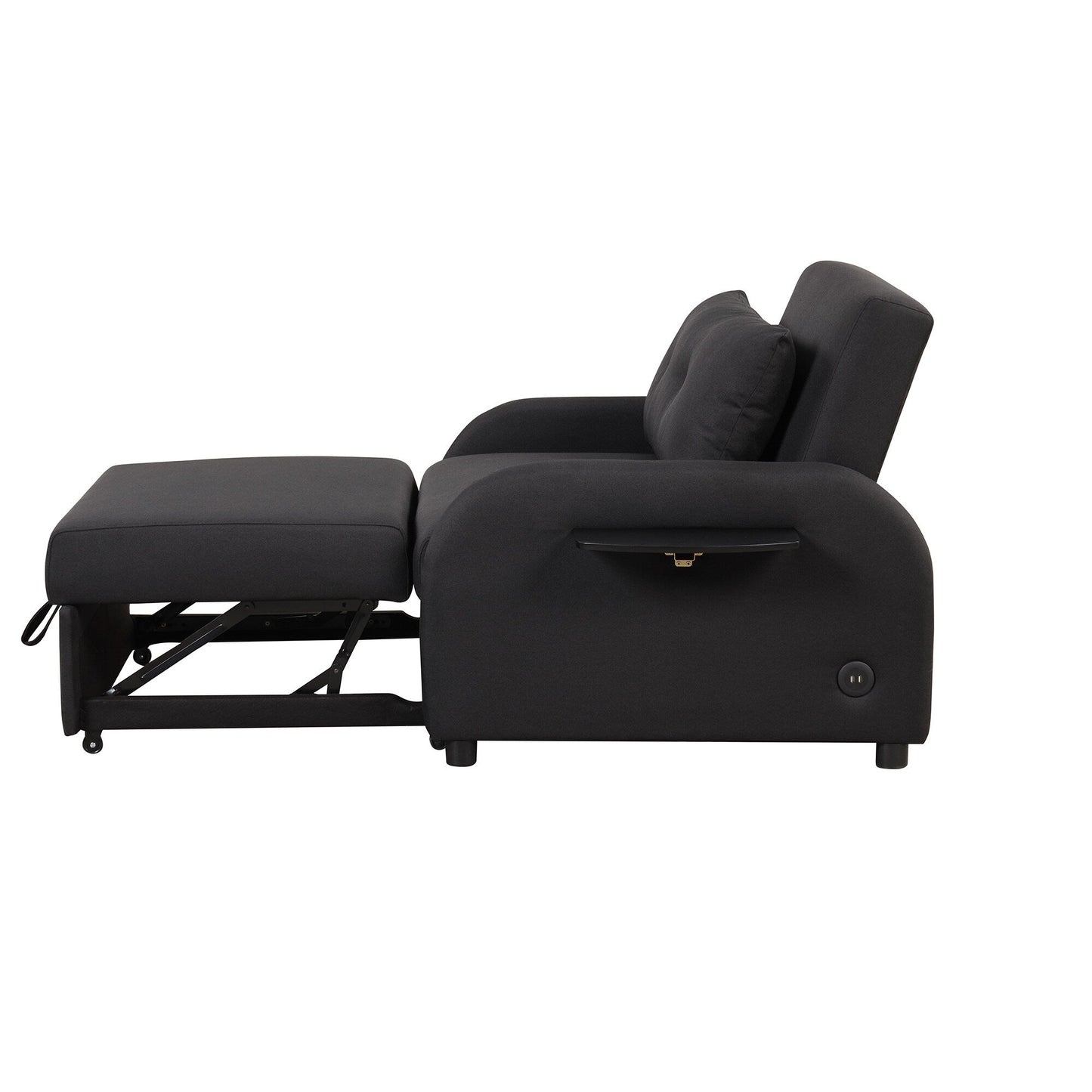 Canapé-lit gigogne 3-en-1 Roomfitters avec tables à oreilles, chargement USB et tissu adapté à la sieste pour le salon