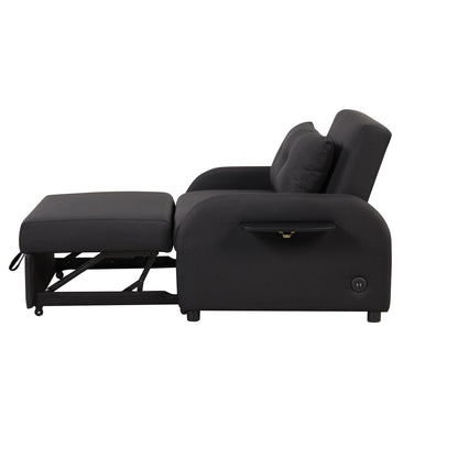 Canapé-lit gigogne 3-en-1 Roomfitters avec tables à oreilles, chargement USB et tissu adapté à la sieste pour le salon