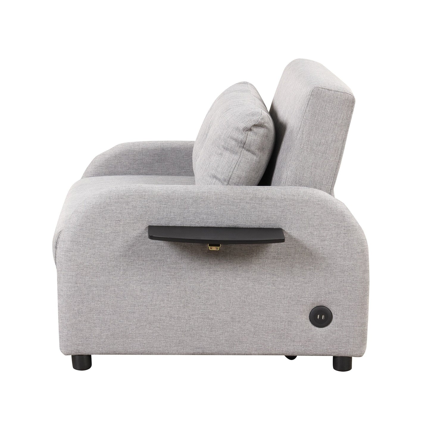 Canapé-lit gigogne 3-en-1 Roomfitters avec tables à oreilles, chargement USB et tissu adapté à la sieste pour le salon
