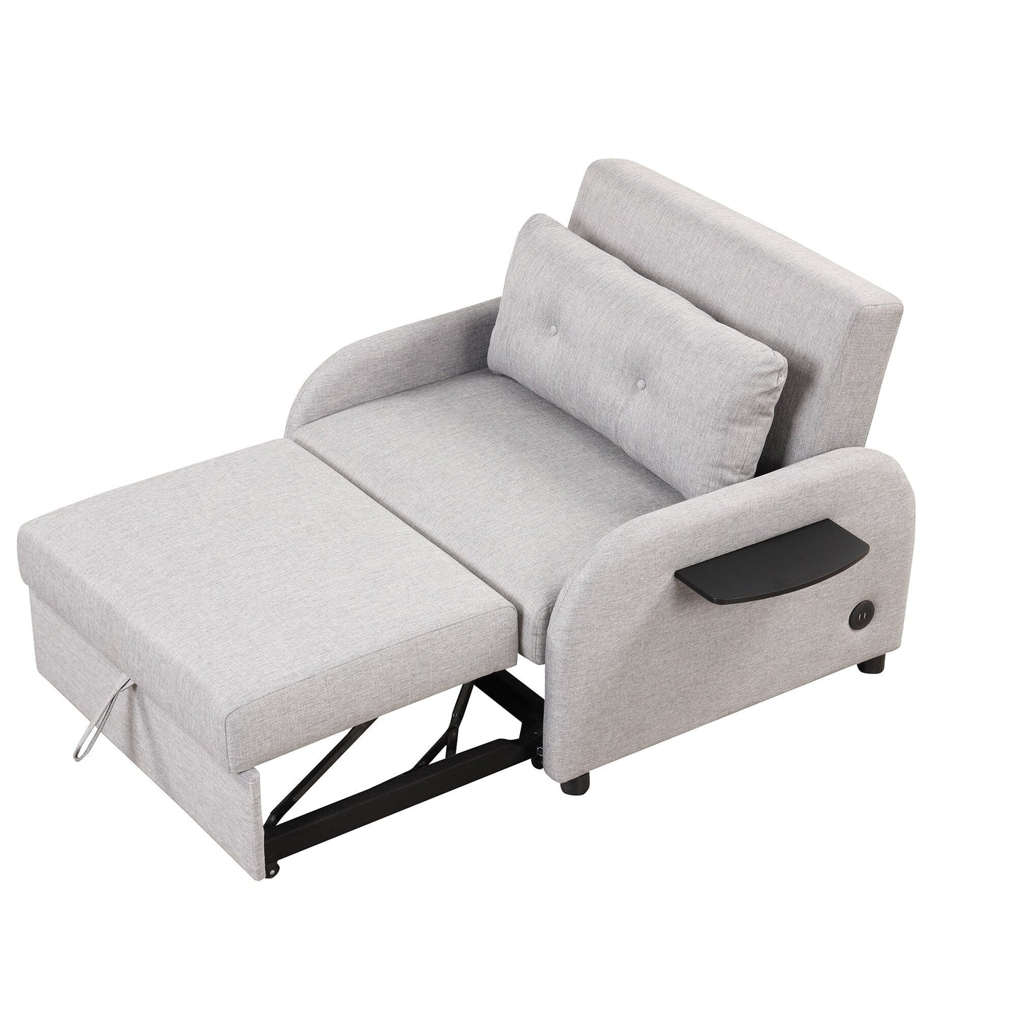 Canapé-lit gigogne 3-en-1 Roomfitters avec tables à oreilles, chargement USB et tissu adapté à la sieste pour le salon