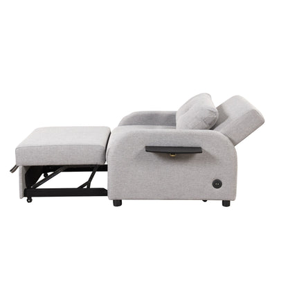 Canapé-lit gigogne 3-en-1 Roomfitters avec tables à oreilles, chargement USB et tissu adapté à la sieste pour le salon