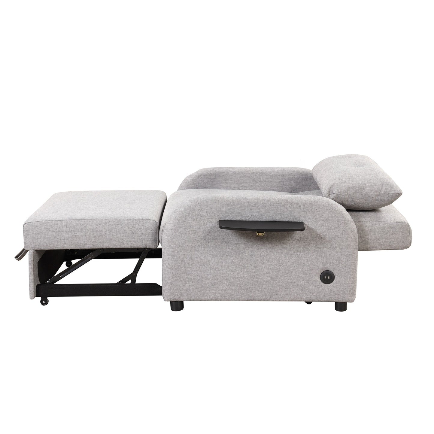 Canapé-lit gigogne 3-en-1 Roomfitters avec tables à oreilles, chargement USB et tissu adapté à la sieste pour le salon